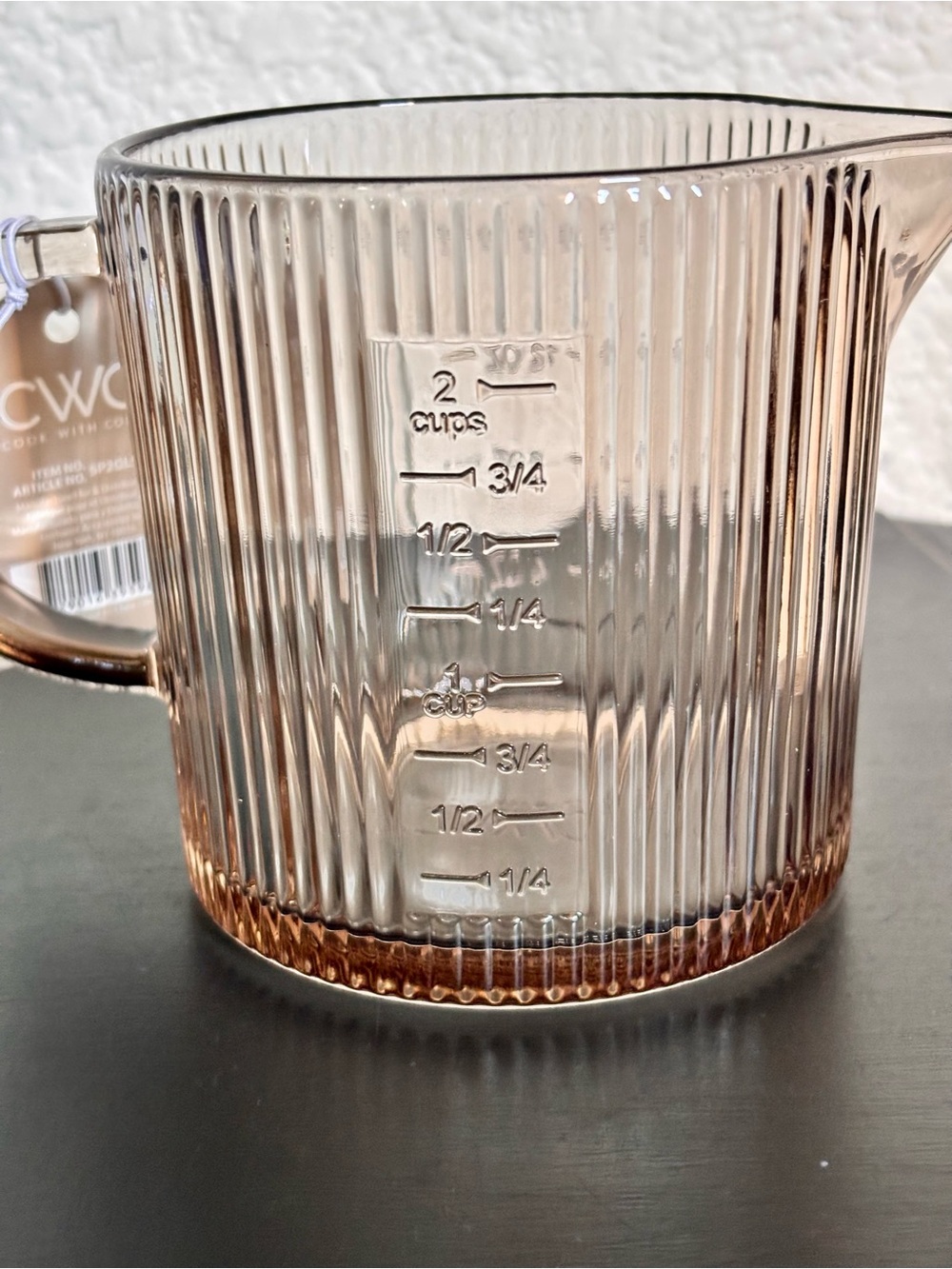 CWC Cook With Color Brown Ribbed Glass Measuring Cup 16oz ~ 2 Cups NEW - Picture 7 of 9